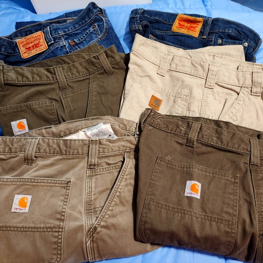6 pair of pants 2 pair are Levi's the 4 are Carhartt